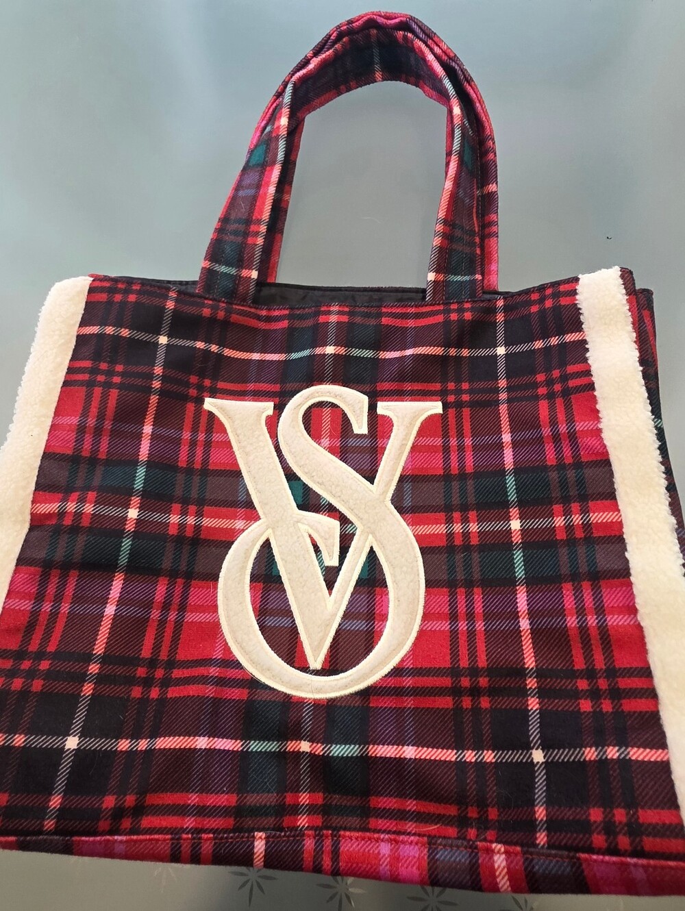 VS - Victoris Secret's - Red Plaid Tote w/ Monogram